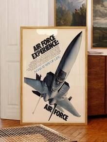 1pc Frameless Vintage Fighter Poster - F-15 Eagle Fighter Art Print, Retro Military Aviation Wall Decor For Bedroom Dorm Home Office Classroom, Aviation Lover Gift & Best Gift Choice - Multicolor - View 1
