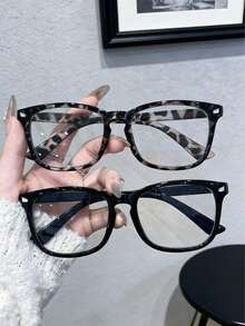 1 Pc Women Square Full-Rim Black Glasses, Men Light Glasses, Fashion Casual Office Wear - Multicolor - View 6