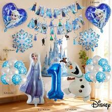 54pcs Snowman Standing Anna Princess Number Balloon Set Theme Birthday Party Decoration Balloons - Multicolor - View 1