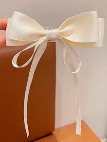 1个儿童简约时尚蝴蝶结低马尾发夹，百搭优雅甜美柔软丝带发饰 - 彩色 - 查看 9