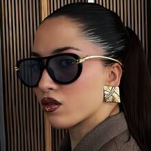 Women's Fashion Oval Frame Glasses With Protection Function And Metal Hinges - Tortoiseshell Pattern PC Lenses, Lightweight Polycarbonate Frame, Suitable For Day And Night Wear, Fashionable Glasses For Driving, Outdoor, And Daily Use - Unique Fashionable Glasses - Rượu sâm panh đen - Xem 4
