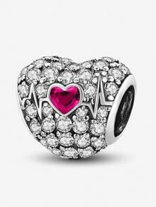 1件时尚闪亮心形串珠吊坠，适合女士手链、手镯DIY饰品制作及日常配饰，适合女孩佩戴 - 銀色 - 查看 14