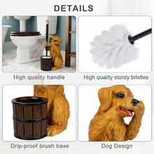 Toilet Brush Holder Set Bathroom Cute Dog Base Solidly Toilet Bowl Brush And Holder Flexible And Durable Style Stylish Toilet Cleaner Brush Saving Storage Space Toilet Brushes For Bathroom - Dog - 查看 7