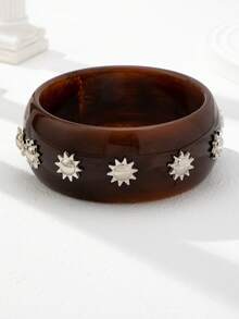 1件装厚树脂手镯，女士多层厚手镯套装，棕色亚克力手镯，日常基本款饰品 - 彩色 - 查看 24