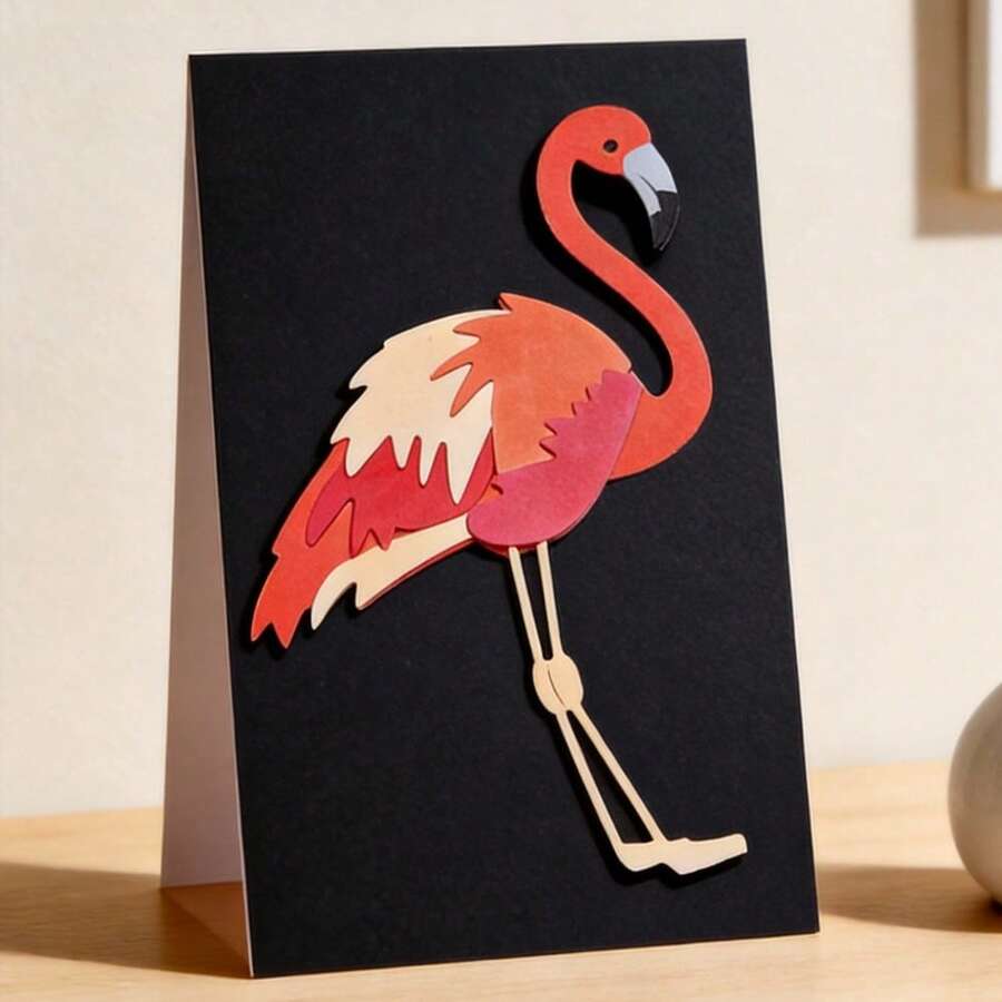 Creative Flamingo Cutting Dies, DIY Scrapbooking Album And Embossing Stencil, Greeting Card Making Tool, Card Paper Cutting Crafts ,Gift Card Making Template Die Cuts. - Silver - View 1