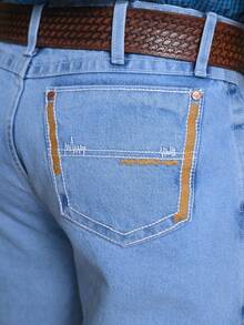 Ultra Jeans Men's Light Wash Country Balloon Baggy Jeans, 100% Cotton, No Elastane, No Lycra - Perfect For Going Out, Rodeos, Livestock Farming, Parties, Cattle Drives, Cowboys, And Stylish Looks. - 淺色水洗藍 - 查看 2