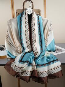 1条85*180厘米女士围巾，时尚披肩，户外长围巾，新款印花围巾，时尚领巾，奢华颈巾 - 彩色 - 查看 3