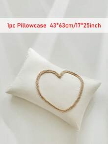 半件装卡其色心形绗缝纹理枕套，复古简约风格，适用于卧室、客厅、波西米亚家居装饰，柔软透气，可机洗，四季皆宜，不含枕芯 - 卡其色 - 查看 16