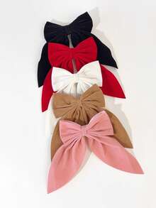 5 pièces Pinces à cheveux en velours pour enfants, accessoires capillaires simples et polyvalents - Multicolore - Voir 6