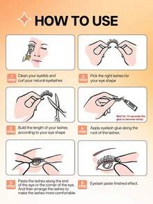 5对6D蓬松假睫毛 - 卷翘浓密，打造丰盈眼妆，手工制作，可重复使用，短款自然睫毛 - 黑色 - 查看 9