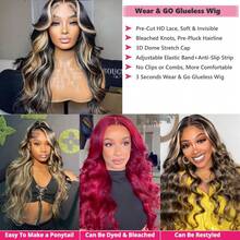 Glueless Wigs Human Hair Pre Plucked Pre Cu THighlight Wear And Go 1B/27 5x5 HD Lace Closure Wigs Honey Blonde Body Wave Lace Front Wigs Human Hair For Women - S1/27 - View 3
