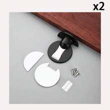 1/2Set Punch-Free Anti-Collision Invisible Strong Magnetic Zinc Alloy Door Stopper Door Holders Catch Floor Mounted Nail-Free Door Stop - Silver/Black - View 9
