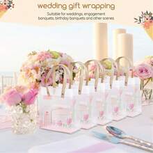 2/10/20pcs Valentine's Day Transparent Gift Bags, Christmas Gift Packaging Bags, Transparent Frosted Handle Bags With Wristband, Transparent Tote Bags For Jewelry Packaging, Cosmetics Storage, Perfect Gift Bags For Valentine's Day, Wedding, Thanksgiving, Shopping, Party, Craft Tote Bags, Moon Festival, Giveaway Packaging, Small Business Promotional Gift Bags - Clear - View 2