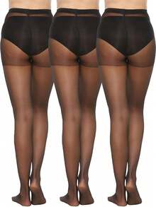 1pc Women's Ultra-Thin Fashionable Sheer Black Pantyhose - Black - View 16