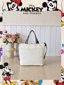 Disney Official Licensed 1 Pc Printed Cartoon Candy Bag Women's Tote Bag & Cute Cartoon Handheld Bag For Daily Use, Casual Canvas Shoulder Bag For Easy Carry – For Women/Girls For Shopping/Daily Use /Fashion Accessories - Beige - View 11