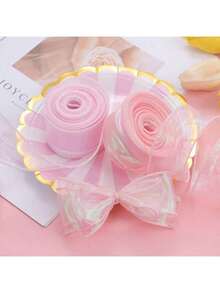 4cm Width 10/50 Yards Rainbow Organza Ribbon, Transparent Wide Craft Ribbon Suitable For Flowers, Bouquets, Wreaths, Weddings, Birthday Parties, Christmas Gifts, Hair Accessories, Decorations And More - Multicolor - View 6