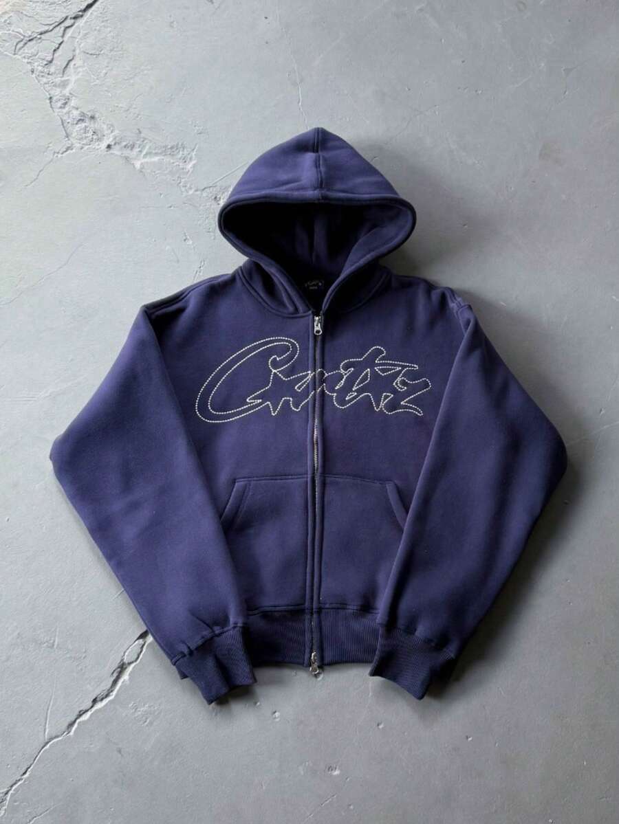 High-Quality American Street Hip-Hop Printed Zipper Cardigan Hooded Sweater Men's Brand Casual Suit Jacket - LLMSRR06P - 查看 1
