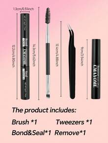 Eyelash Glue Tool Kit, Waterproof Eyelash Glue, Includes Eyelash Glue, Setting Liquid, Eyelash Tweezers, Remover, Sweat-Proof, Soft, Quick-Drying, Non-Irritating, Essential Eye Makeup Tools - Multicolor - View 9