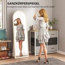 Freestanding Mirror, 50 X 160 Cm, Can Be Placed On A Surface Or Mounted On The Wall, Arched Frame, White - Apricot - View 4