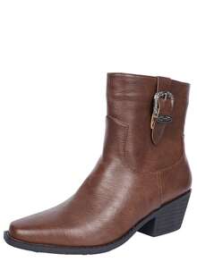 Giày bốt cao bồi nữ kiểu phương Tây mới, mang phong cách châu Âu và Mỹ, với họa tiết thêu truyền thống, kiểu dáng thoải mái, mũi vuông, gót thấp, đế chống trượt, chống mài mòn và không gây mỏi, phù hợp cho các bữa tiệc cao bồi và thời trang đường phố trong các lễ hội hàng ngày. - màu nâu - Xem 1