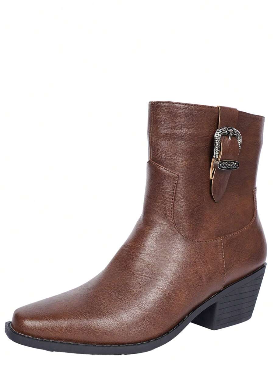 Giày bốt cao bồi nữ kiểu phương Tây mới, mang phong cách châu Âu và Mỹ, với họa tiết thêu truyền thống, kiểu dáng thoải mái, mũi vuông, gót thấp, đế chống trượt, chống mài mòn và không gây mỏi, phù hợp cho các bữa tiệc cao bồi và thời trang đường phố trong các lễ hội hàng ngày. - màu nâu - Xem 1