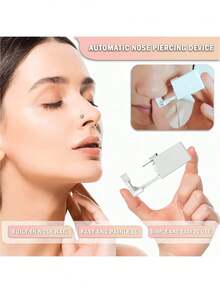 One Nose Piercing Kit With Silver Nose Stud, One Pack Of Nose Piercing Guns, Disposable Nose Piercing Kit, White Nose Piercing Gun Kit Tools. - Bạc - Xem 5