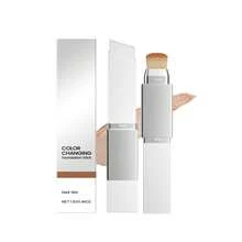 Base correctora en barra 2 en 1 que cambia de color, diseño de doble punta con brocha, cobertura modulable de natural a media con un acabado mate ligero, hidratante y suave, se adapta a tonos beige claros y oscuros, apto para todo tipo de piel, incluidas las sensibles y secas, maquillaje ideal para viajes. - Blanco - Ver 14
