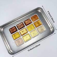 1 Hộp màu nước dạng rắn, Hộp kim loại đựng màu nước, Dụng cụ vẽ tranh màu nước, Quà tặng nghệ thuật cho năm học mới, năm mới và các dịp lễ, Dùng cho mục đích nghệ thuật - Mảnh duy nhất - Xem 3