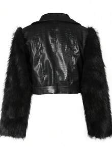 Women Faux Fur Coats - Black - View 5
