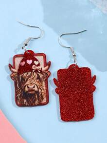 1对时尚个性化设计红色蝴蝶结亚克力吊坠耳环，女士百搭日常/节日/派对首饰礼品