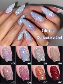 10毫升新款闪亮碎钻凝胶指甲油，高密度反光迪斯科闪光碎钻凝胶，情人节派对必备美甲红色指甲油，情人节礼物 - 彩色 - 查看 19