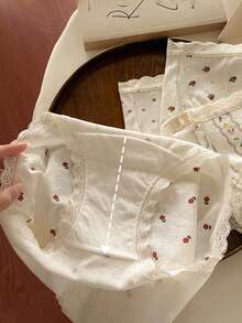 5 chiếc quần lót cotton dáng lửng, viền ren, họa tiết hoa nhí, thoải mái dành cho bé gái - Nhiều màu - Xem 6