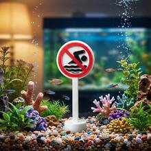 宠物鱼缸装饰，游泳警告标志，禁止儿童游泳，宠物安全