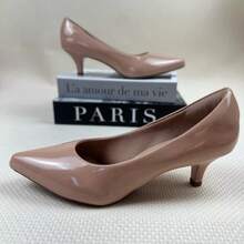 Women's Dress Shoe, Pointed Toe, Patent Leather, Low Heel (5cm), Comfortable, Casual, Evangelical Fashion. - 乾枯玫瑰色 - 查看 2