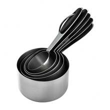 10pcs Silicone Handle Stainless Steel Measuring Cup Set, Kitchen Baking Tools, Includes Coffee Scoop, Spice Scoop, Liquid Measuring Tools, Flour Measuring Tools, Baking Accessories - Multicolor - View 3