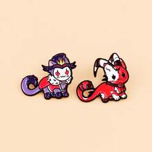 动漫怪猫珐琅徽章 趣味卡通胸针 翻领别针 徽章 背包服装配饰 珠宝 朋友礼物 - 黑色 - 查看 8