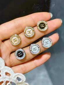 一对欧美经典百搭时尚新年新款微镶奢华凯旋门个性化耳环，时尚优雅小巧名媛风耳环，优雅耳环 - 彩色 - 查看 2