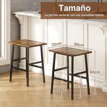 CYUzelia Juego de 2 Bancos para Barra de Cocina Taburetes para Barra Sillas para Barra de Cafe en Sala de Estar Industrial 65 CM de Altura Taburete Alto para Barra Comedor Marrón Rústico y - como en la foto - Ver 2