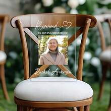 1pc Personalized Acrylic Memorial Wedding Chair Sign, Customizable Photo & Name, Love Memorial Reserved Seat Plaque, Funeral, Memorial Ceremony, Anniversary & Condolence Gift For Family And Friends - Multicolor - View 31