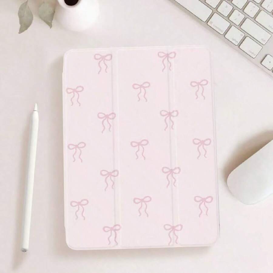 1pc Minimalist Pink Bow Design Tablet Protective Case, Compatible With IPad 10.2", IPad Pro 11" 2021/2020/10th Gen, IPad (A16) 11" 11th Gen 2025, IPad 8th/9th/10th Gen, Galaxy Tab A8 10.5" 2022, Matepad 10.4"/Tab, With Pencil Slot, Anti-Drop, Tablet Stand Protective Cover, Romantic Gift For Family And Friends - Multicolor - View 1