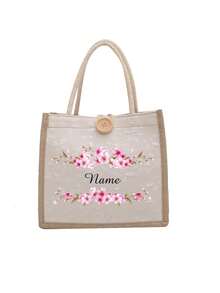 Customized Bride Handbag, Can Customize Name, Bridesmaid Gift, Wedding Gift Bag, Fashion Teacher Shoulder Bag, Teacher Handbag, Beach Bag, Teacher's Day Gift, Foldable Lightweight Women's Bag, Portable, Multifunctional, Large Capacity, Lightweight, Practical - Multicolor - View 12