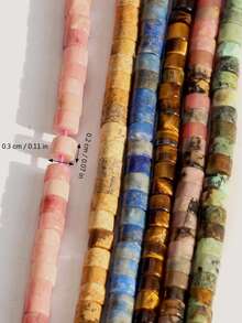 多色天然石隔珠，扁平椭圆形，非常适合制作项链、手链等首饰，DIY手工饰品。3*2毫米，约190颗。 - 彩色 - 查看 7