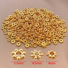 30pcs 18K Gold Spacer Beads Metal Loose Beads Snowflake Flower Charm Beads Spacers For DIY Necklace Earring Bracelet Jewelry Making Accessory - Multicolor - View 7