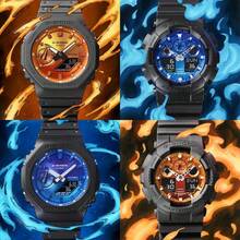 Casio 卡西欧 G-SHOCK 火焰渐变腕表，防震 200 米防水 奢华运动男士腕表 GZXGA-2100FL-8A - 均碼 - 查看 8