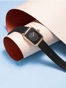 1件时尚独特设计的女士石英表，简约风格，适合各种场合，时尚必备单品，适合约会、聚会，也是送给朋友的好礼物。 - 黑色 - 查看 3