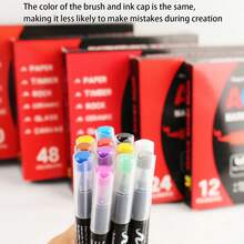 36 - Color/24 - Color/12 - Color Juegos de Marcadores de Punta Suave de Acrílico: Bolígrafos de Color y Resaltadores. Con una paleta de colores ricos y sin problemas de sangrado de tinta, estos marcadores son perfectos para grafiti, pintura y marcado diario. Como artículos de papelería esenciales, son adecuados para estudiantes hombres y mujeres, maestros de escuela y trabajadores de oficina. Un imprescindible para la temporada de regreso a clases. - Multicolor - Ver 2