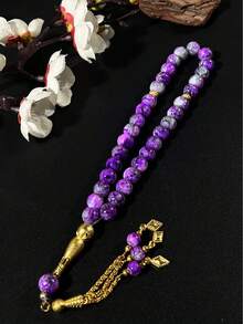 33pcs Glass Handheld Counting Praise Beads, Golden Tassel Glass Bracelet Muslim Prayer Beads - Multicolor - View 4