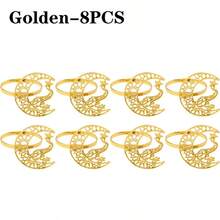 1PC/4PCS Napkin Rings, Al-Fitr Metal Hollow Star & Moon Design Napkin Rings, Napkin Rings For Family Gathering Dinner Table Decoration - Multicolor - View 19