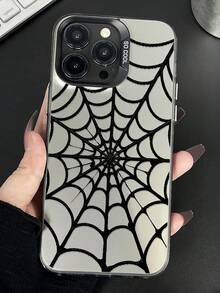 Capa de Telefone Estilo Teia de Aranha Compatível com iPhone 14/15 Pro Max, Padrão de Teia 3D Preto e Branco com Design Radiante no Centro, Carcaça Transparente Rígida com Proteção Total para Câmera, Estética Gótica e Minimalista para Moda e Tema de Halloween, Compatível com iPhone 17, 17 Pro, 17 Pro Max, 16, 16 Plus, 16 Pro Max, Versão Internacional, Não a Versão Doméstica - Multicolorido - Visão 6