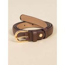 1pc Women Black Fashionable Solid Skinny Belt For Daily Life Summer, School Fall, Autumn, Halloween - màu đen - Xem 2